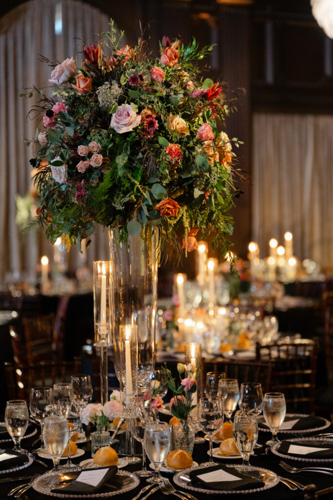 Large Elevated centerpiece at the Julia Morgan Ballroom 