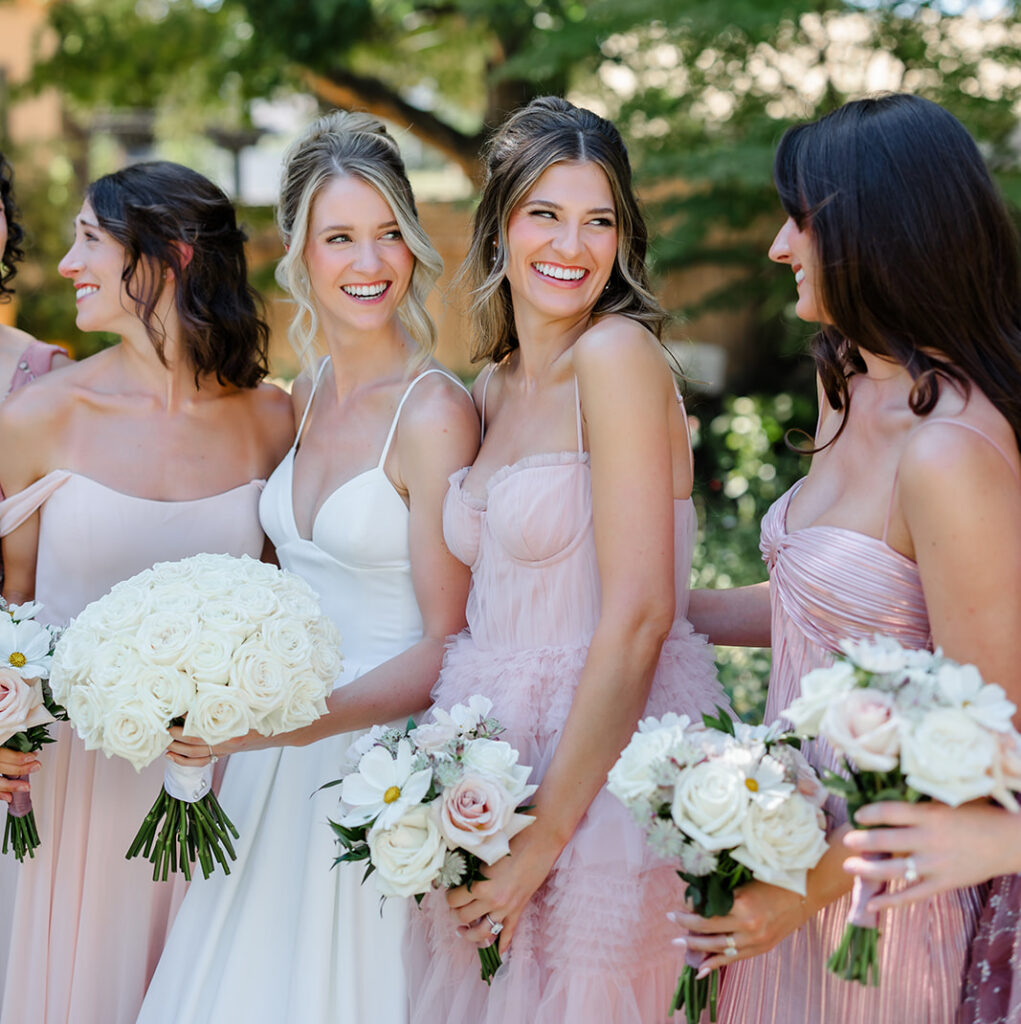Timeless bridal bouquet of white roses.