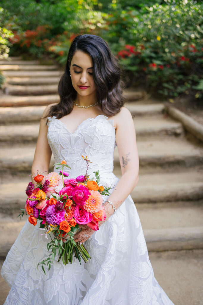 Bright bridal bouquet at Nestldown